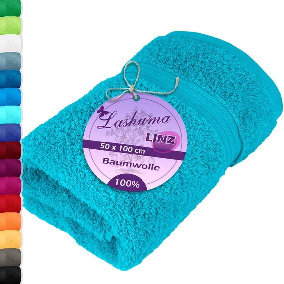 Lashuma Kinderhandtuch Blau - Aquamarin, Linz Handtuch Baumwolle 50x100 cm