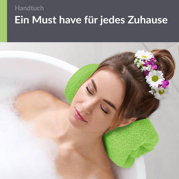 Lashuma Luxus Frottee Handtuch 50x100 cm, Linz Duschhandtuch Grün - Apfel