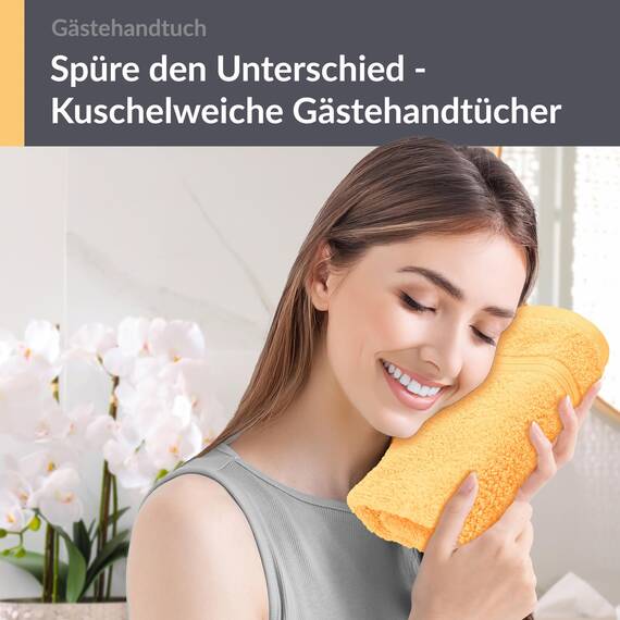 Lashuma Gästehandtuch, Linz kleines Handtuch Gäste WC 30x50 cm, Farbe: Aprikose Gelb