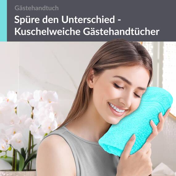 Lashuma Gästehandtuch Türkis 30x50 cm, Linz Frottee Handtuch klein für Gäste