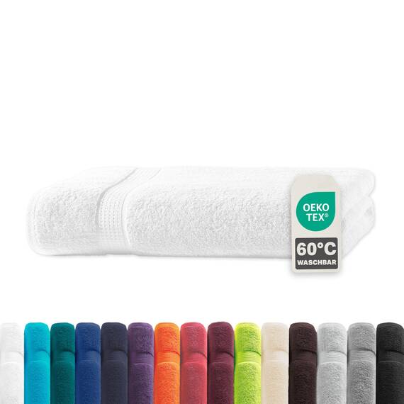 Müskaan® Handtuch Weiß, 100% Baumwolle, 100x150cm, 500g/m² – Öko-Tex, Frottee Badehandtuch Baumwolle, Duschtuch 100x150cm, Großes Handtuch Weiß für Bad, 60°C waschbar, Frotteetücher
