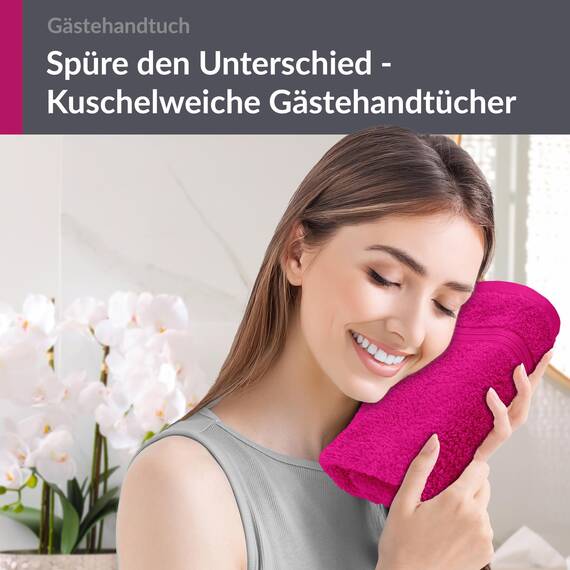 Lashuma kleines Gast Handtuch 30x50 cm, Linz Frottee Gästetuch Pink - Purpur