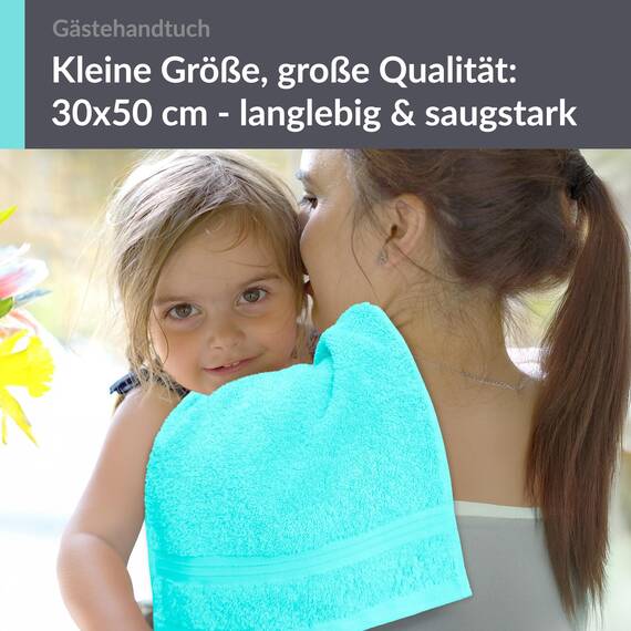 Lashuma Gästehandtuch Türkis 30x50 cm, Linz Frottee Handtuch klein für Gäste