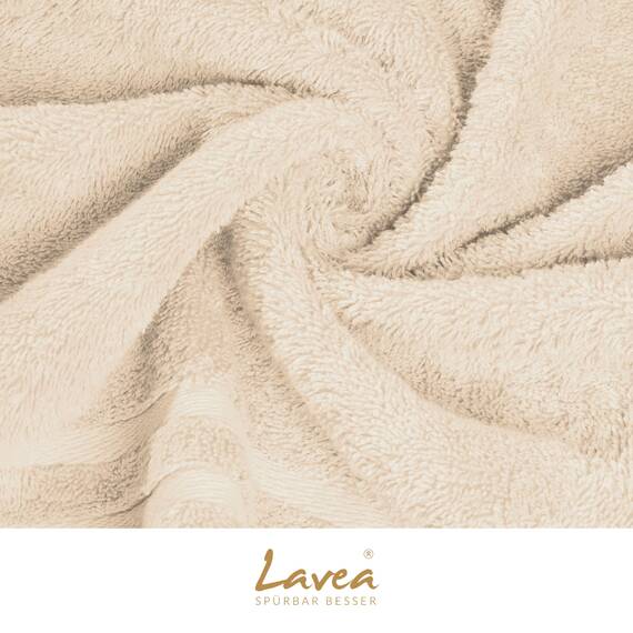 Lavea® 10-teiliges Handtuch Set Elena, 100% Baumwolle - 4 x Handtuch, 2 x Duschtuch, 2 x Gästetuch, 2 x Waschhandschuh, Frottee Handtücher Set weich, saugstark & pflegeleicht, Bad & Gäste, Creme