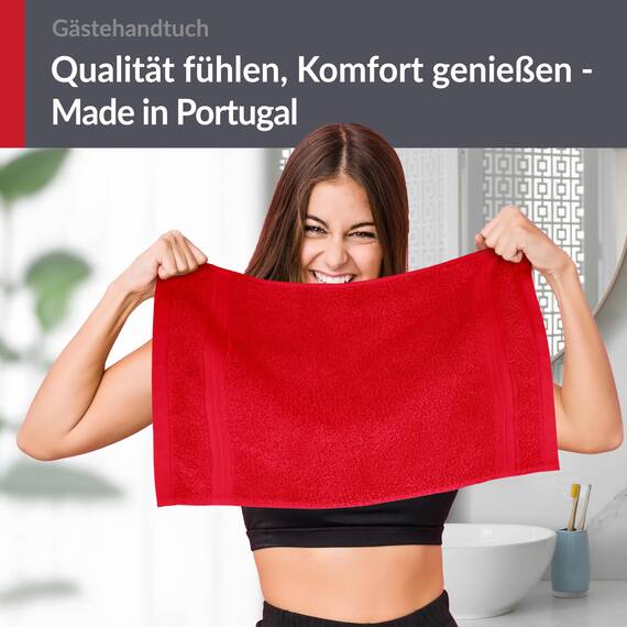 Lashuma Gästehandtuch Rot - Scharlach, Badtextilien Linz Frotteetuch fürs Bad 30x50 cm