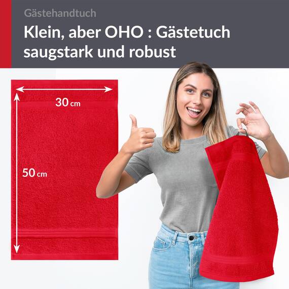 Lashuma Gästehandtuch Rot - Scharlach, Badtextilien Linz Frotteetuch fürs Bad 30x50 cm