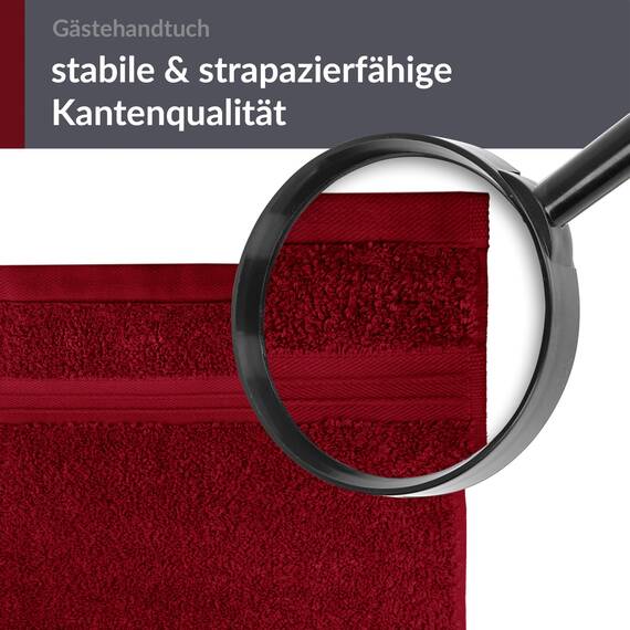 Lashuma Gästehandtuch 30x50 cm, Linz Frottee Handtuch Rot - Rubin 100% Baumwolle