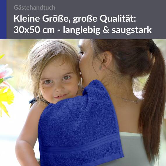 Lashuma kleines Handtuch Linz, Gästetuch Blau - Königsblau, Küchenhandtuch saugstark 30x50 cm