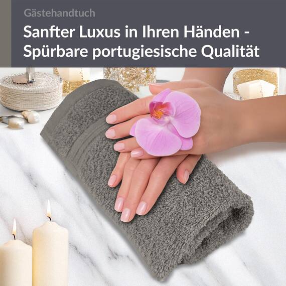 Lashuma Weiches Gästehandtuch Grau - Dunkel, kleines Handtuch 30x50 cm, Linz Frotteetuch Bad