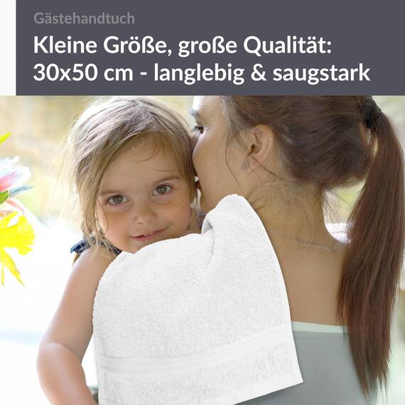 Lashuma kleines Handtuch Gäste WC, Linz Händehandtuch 30x50 cm weiß