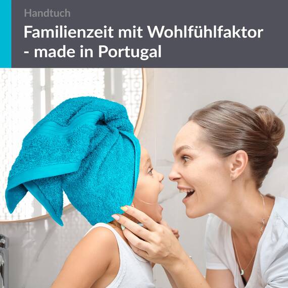 Lashuma Kinderhandtuch Blau - Aquamarin, Linz Handtuch Baumwolle 50x100 cm