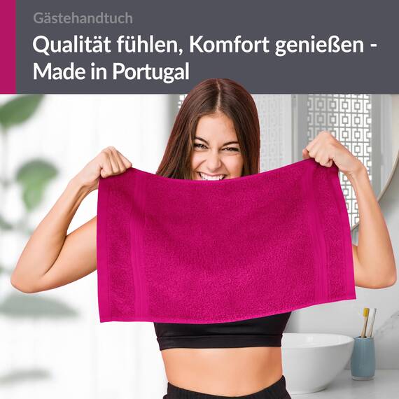 Lashuma kleines Gast Handtuch 30x50 cm, Linz Frottee Gästetuch Pink - Purpur
