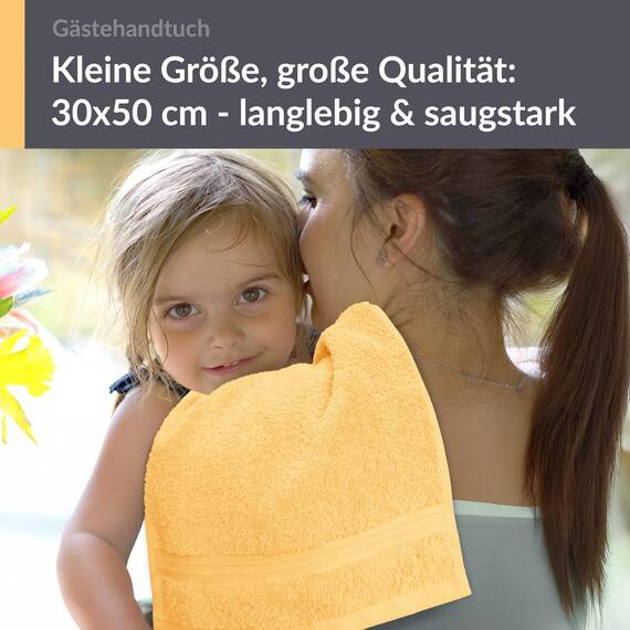 Lashuma Gästehandtuch, Linz kleines Handtuch Gäste WC 30x50 cm, Farbe: Aprikose Gelb