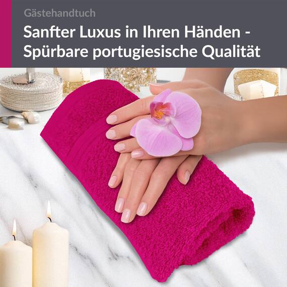 Lashuma kleines Gast Handtuch 30x50 cm, Linz Frottee Gästetuch Pink - Purpur