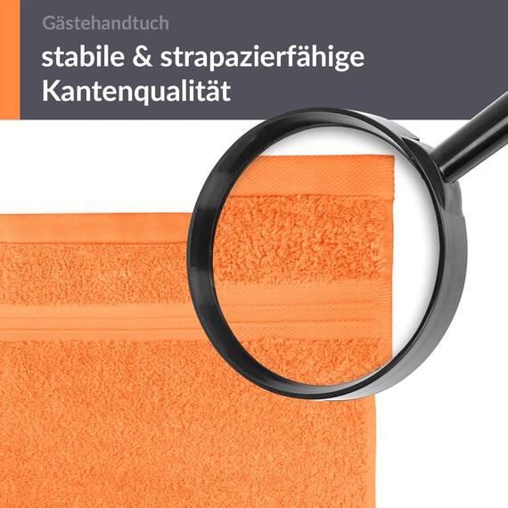 Lashuma kleines Handtuch 30x50 cm, Linz Frottee Gästehandtuch Orange mit Aufhängeschlaufen