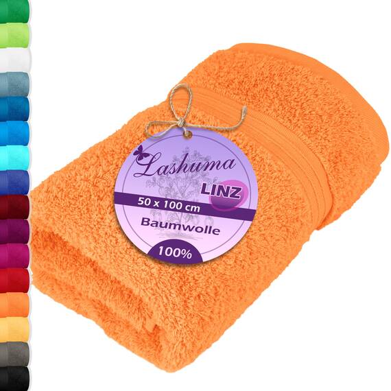 Lashuma kleines Kinder Duschhandtuch 50x100 cm, Linz Baumwollhandtuch Orange - Blut