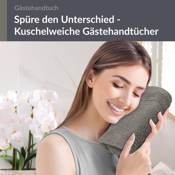 Lashuma Weiches Gästehandtuch Grau - Dunkel, kleines Handtuch 30x50 cm, Linz Frotteetuch Bad