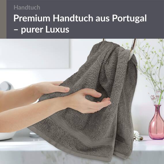 Lashuma Herren Handtuch Grau - Dunkel, Linz Frottierhandtuch 50x100 cm 100% aus Baumwolle