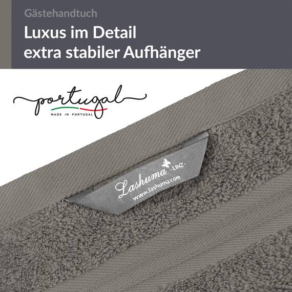 Lashuma Weiches Gästehandtuch Grau - Dunkel, kleines Handtuch 30x50 cm, Linz Frotteetuch Bad