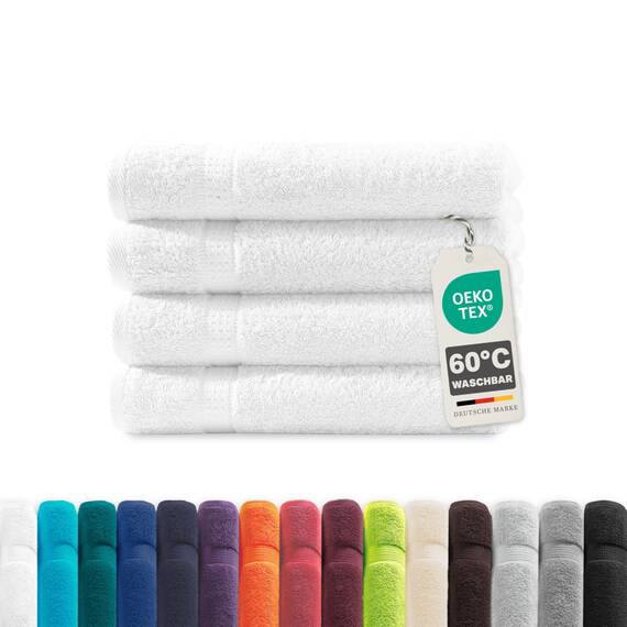Müskaan® 4er Handtuch Set Weiß, 100% Baumwolle, 50x100cm, 500g/m² – Öko-Tex, Frottee Handtücher Set Baumwolle, Handtucherset 50x100cm, Handtuchset Weiß für Bad, 60°C waschbar, Frotteetücher