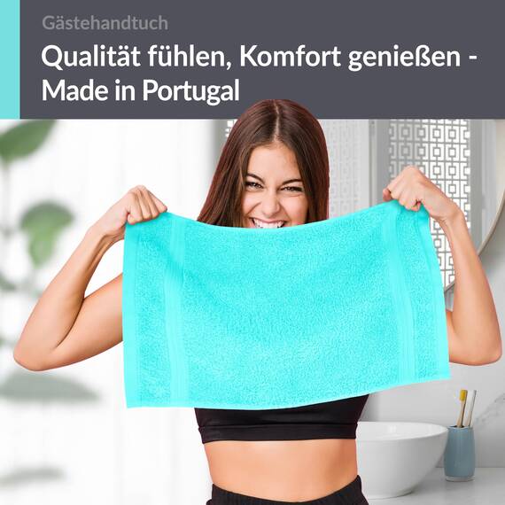 Lashuma Gästehandtuch Türkis 30x50 cm, Linz Frottee Handtuch klein für Gäste