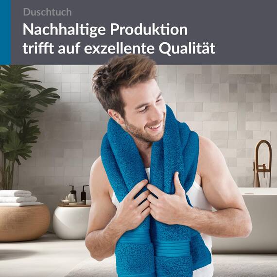 Lashuma 100% Baumwolle Duschtuch Blau - Petrol, Linz Premium Herren Badetuch 70x140 cm