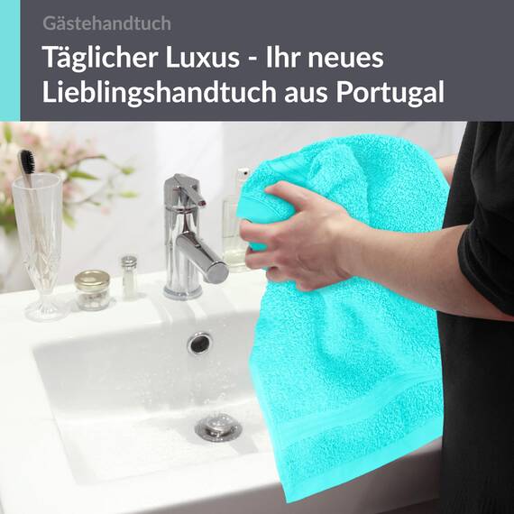 Lashuma Gästehandtuch Türkis 30x50 cm, Linz Frottee Handtuch klein für Gäste