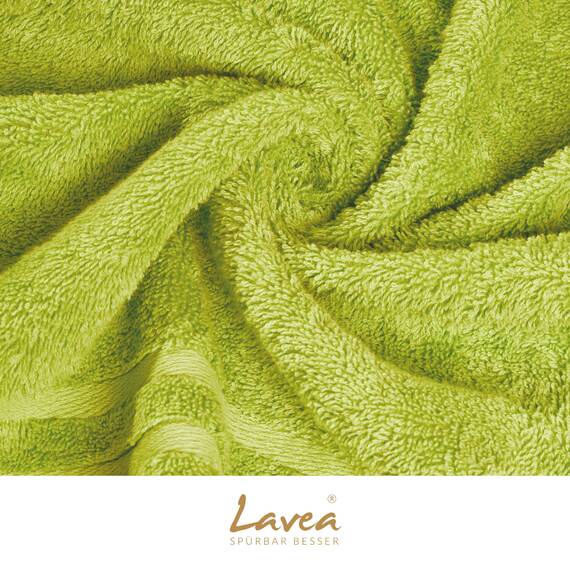 Lavea® 6-teiliges Handtuch Set, 100% Baumwolle - 4 Handtücher 50x100 cm & 2 Duschtücher 70x140 cm, weich, saugstark & pflegeleicht, Flauschiges Badehandtuch Set für Bad & Gäste, Lindgrün