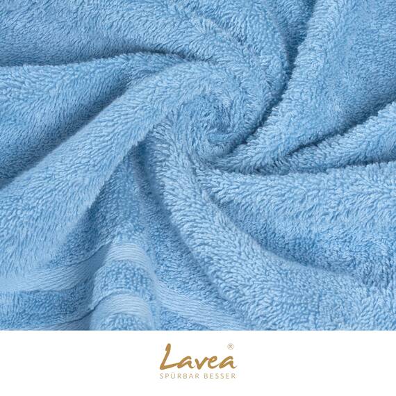 Lavea® 6-teiliges Handtuch Set, 100% Baumwolle - 4 Handtücher 50x100 cm & 2 Duschtücher 70x140 cm, weich, saugstark & pflegeleicht, Flauschiges Badehandtuch Set für Bad, Delphinblau