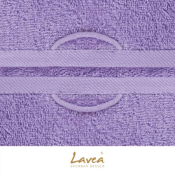 Lavea® 10-teiliges Handtuch Set Elena, 100% Baumwolle - 4 x Handtuch, 2 x Duschtuch, 2 x Gästetuch, 2 x Waschhandschuh, Frottee Handtücher Set weich, saugstark & pflegeleicht, Bad & Gäste, Lavendel