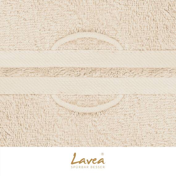 Lavea® 10-teiliges Handtuch Set Elena, 100% Baumwolle - 4 x Handtuch, 2 x Duschtuch, 2 x Gästetuch, 2 x Waschhandschuh, Frottee Handtücher Set weich, saugstark & pflegeleicht, Bad & Gäste, Creme