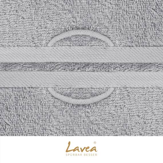 Lavea® 10-teiliges Handtuch Set Elena, 100% Baumwolle - 4 x Handtuch, 2 x Duschtuch, 2 x Gästetuch, 2 x Waschhandschuh, Frottee Handtücher Set weich, saugstark & pflegeleicht, Bad & Gäste, Silber