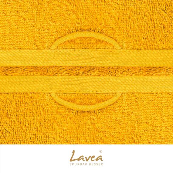 Lavea® 10-teiliges Handtuch Set Elena, 100% Baumwolle - 4 x Handtuch, 2 x Duschtuch, 2 x Gästetuch, 2 x Waschhandschuh, Frottee Handtücher Set weich, saugstark & pflegeleicht, Bad & Gäste, Rapsgelb