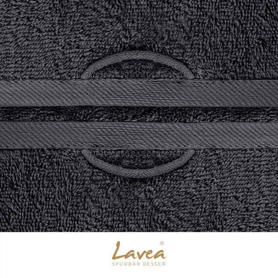Lavea® 6-teiliges Handtuch Set, 100% Baumwolle - 4 Handtücher 50x100 cm & 2 Duschtücher 70x140 cm, weich, saugstark & pflegeleicht, Flauschiges Badehandtuch Set für Bad & Spa, Anthrazit