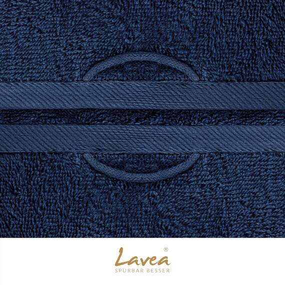 Lavea® 10-teiliges Handtuch Set Elena, 100% Baumwolle - 4 x Handtuch, 2 x Duschtuch, 2 x Gästetuch, 2 x Waschhandschuh, Frottee Handtücher Set weich, saugstark & pflegeleicht, Bad & Gäste, Navy
