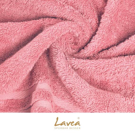 Lavea® 10-teiliges Handtuch Set Elena, 100% Baumwolle - 4 x Handtuch, 2 x Duschtuch, 2 x Gästetuch, 2 x Waschhandschuh, Frottee Handtücher Set weich, saugstark & pflegeleicht, Bad & Gäste, Pastellrosa