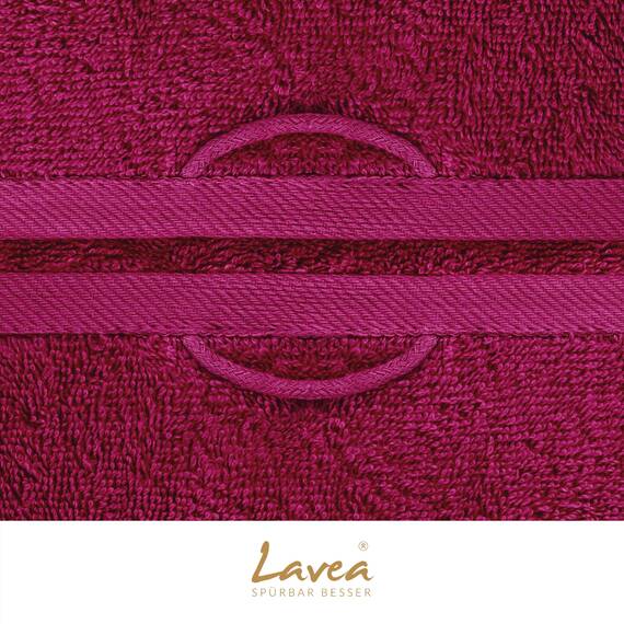 Lavea® 6-teiliges Handtuch Set, 100% Baumwolle - 4 Handtücher 50x100 cm & 2 Duschtücher 70x140 cm, weich, saugstark & pflegeleicht, Flauschiges Badehandtuch Set für Bad & Gäste, Bordeaux