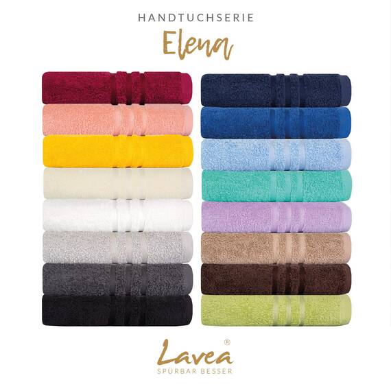 Lavea® 10-teiliges Handtuch Set Elena, 100% Baumwolle - 4 x Handtuch, 2 x Duschtuch, 2 x Gästetuch, 2 x Waschhandschuh, Frottee Handtücher Set weich, saugstark & pflegeleicht, Bad & Gäste, Navy