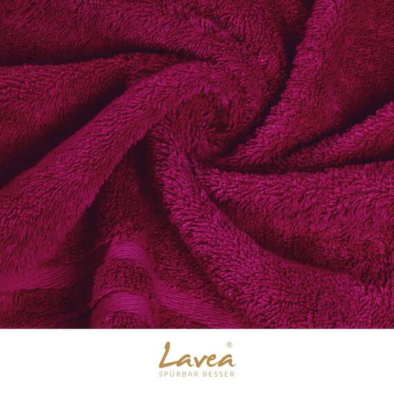 Lavea® 10-teiliges Handtuch Set Elena, 100% Baumwolle - 4 x Handtuch, 2 x Duschtuch, 2 x Gästetuch, 2 x Waschhandschuh, Frottee Handtücher Set weich, saugstark & pflegeleicht, Bad & Gäste, Bordeaux