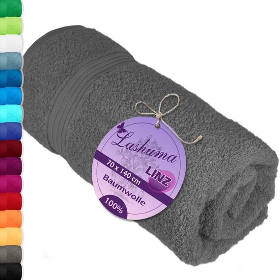Lashuma Duschtuch Herren 70x140 cm Grau - Dunkel, Linz großes Badetuch für Männer Baumwolle