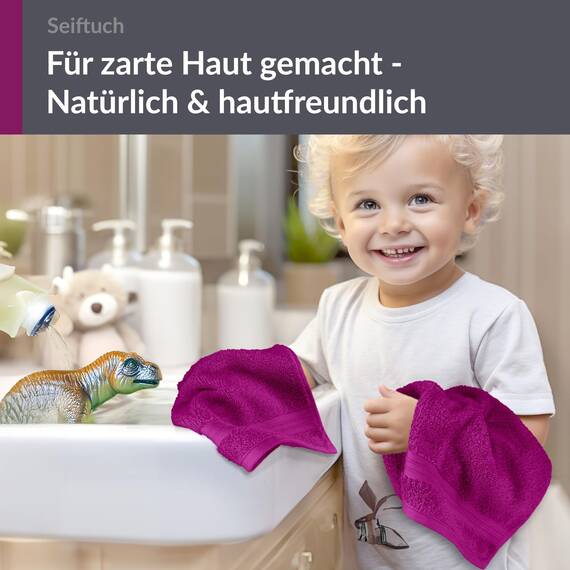 Lashuma Waschlappen Lila - Orchidee, Linz 2er Set Gästehandtücher klein 30x30 cm