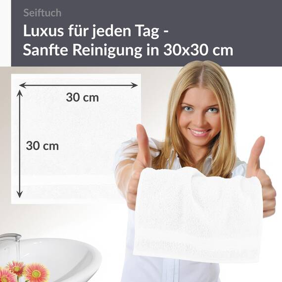 Lashuma Linz Handtücher Set Frottee, 2X Gästehandtücher Weiß - Rein, Seiftücher Premium 30x30 cm
