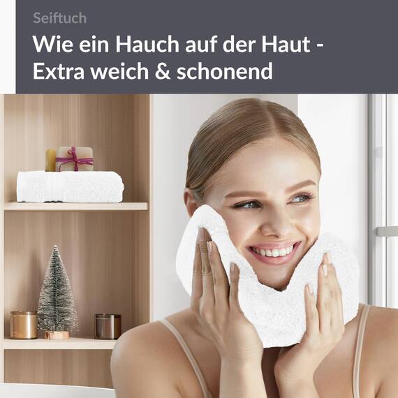 Lashuma Linz Handtücher Set Frottee, 2X Gästehandtücher Weiß - Rein, Seiftücher Premium 30x30 cm
