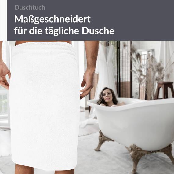 Lashuma Duschhandtuch weiß 70x140 cm, Linz Badetuch Gross, Frottee Duschtuch Hotelqualität