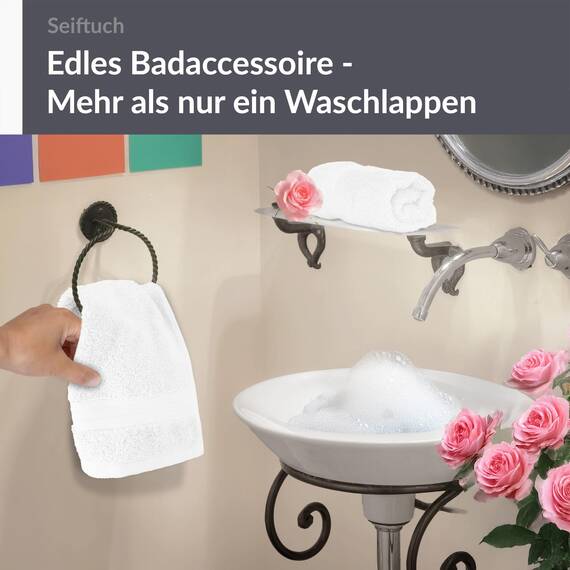 Lashuma Linz Handtücher Set Frottee, 2X Gästehandtücher Weiß - Rein, Seiftücher Premium 30x30 cm