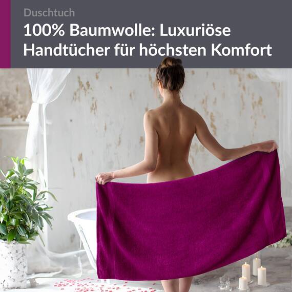 Lashuma Duschtuch Lila - Orchidee, Linz XXL Handtuch 70x140 cm, Badehandtuch Strand