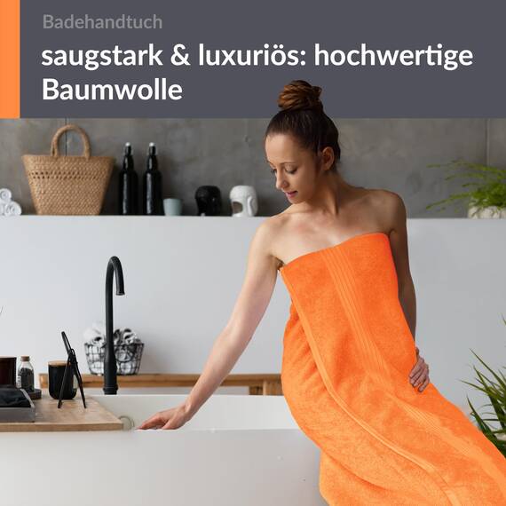 Lashuma XXL Badehandtuch 100x150 cm Orange - Blut, Linz sehr großes Badetuch Strand Dame