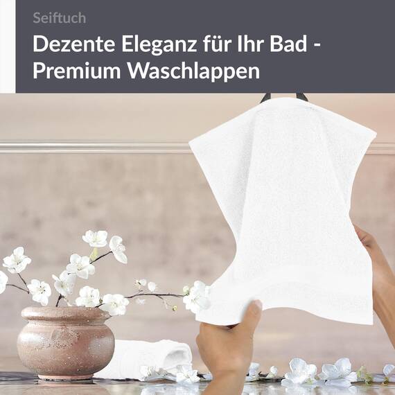 Lashuma Linz Handtücher Set Frottee, 2X Gästehandtücher Weiß - Rein, Seiftücher Premium 30x30 cm