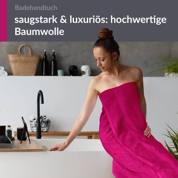 Lashuma Badehandtuch groß, Linz XXL Badetuch 100x150 cm Baumwolle, Damen Strandtuch Purpur