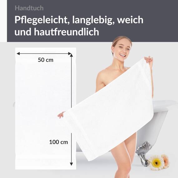 Lashuma weiches Wellness Handtuch 50x100 cm, Linz 100% Baumwolle fürs Gesicht - Haarhandtuch in Weiss